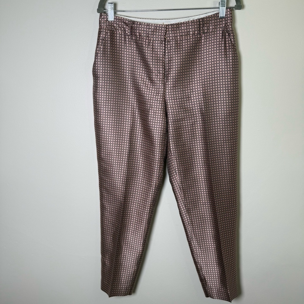 Kate Spade Lewitt Margaux Crop Ankle Satin Trousers Pants Size 6‎ Windowpane